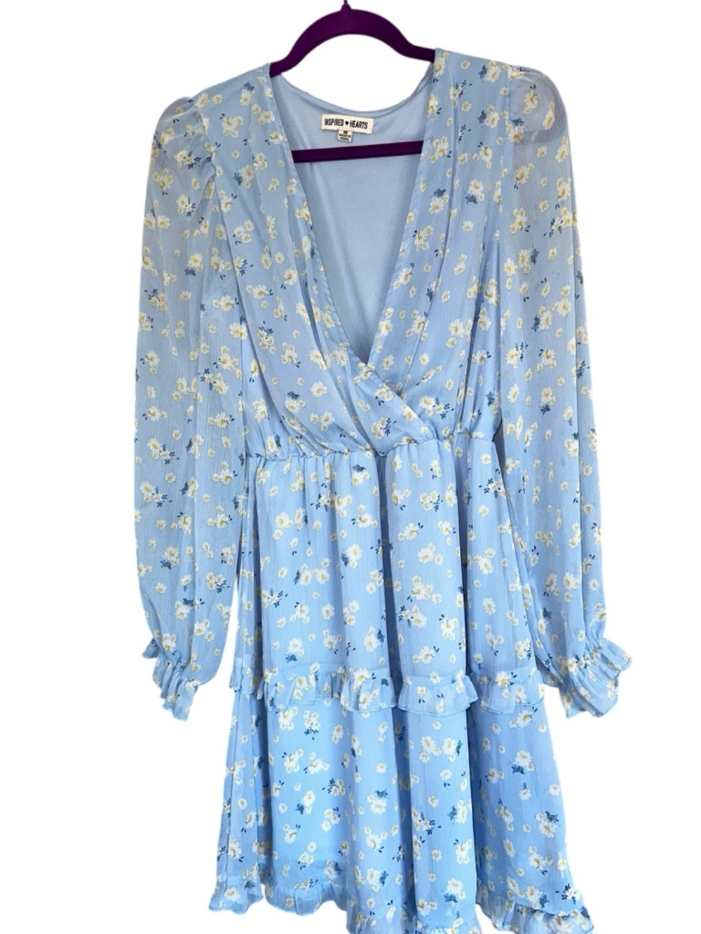 Inspired Hearts Sky Blue Floral  Dress -Spring/Summer/Fall & great for night out